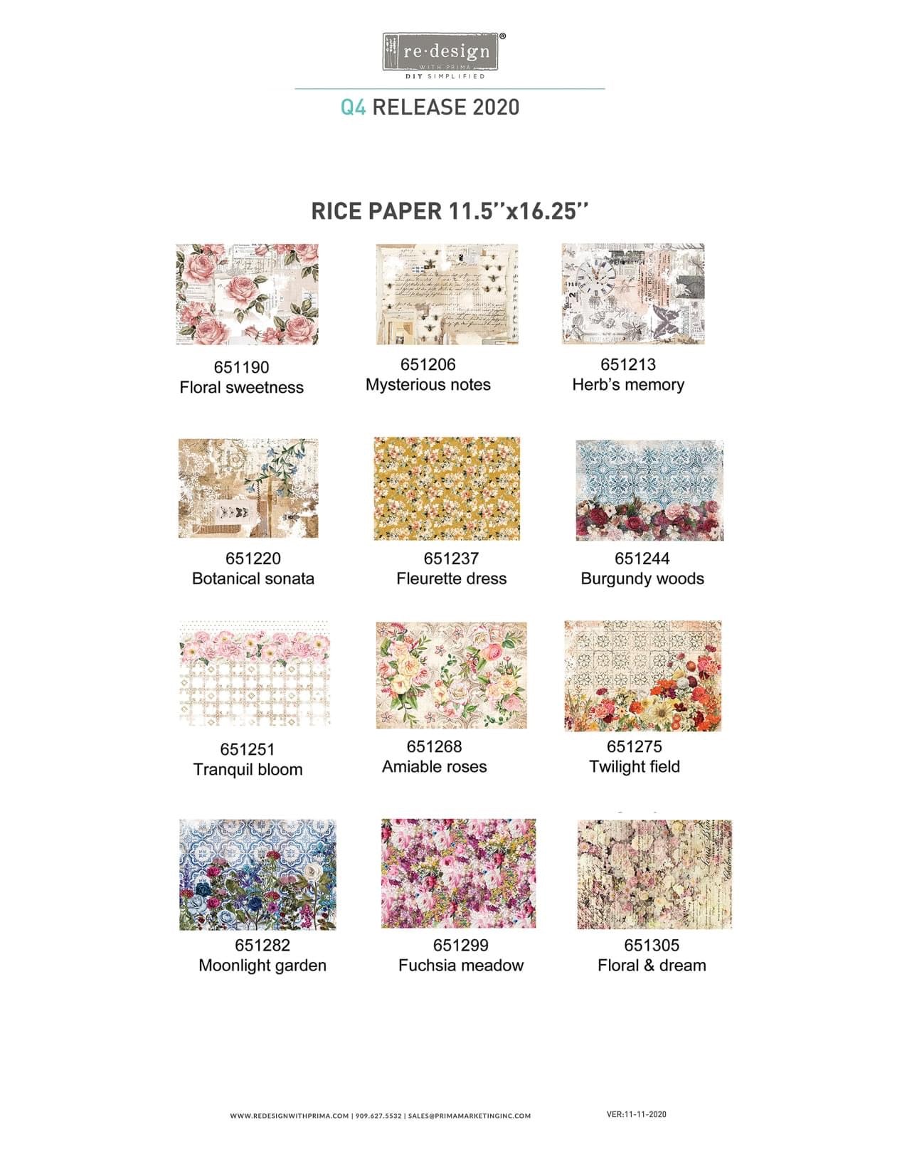 A3 Decoupage Rice Paper - Moonlight Garden | 1 sheet, 11.5"x16.25" | Redesign with Prima