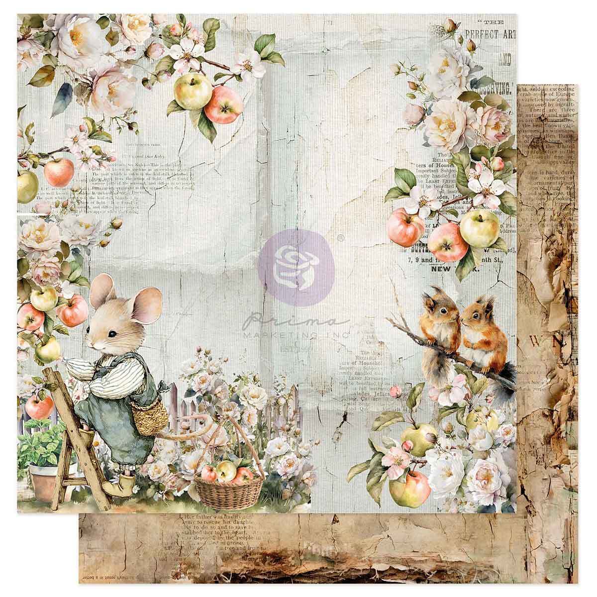 Homegrown Collection Scrapbook Paper - Harvest Day | 1 sheet, 12”x12” | Prima Marketing Inc