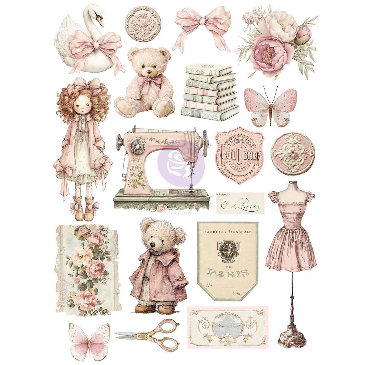 Buttons & Keepsakes Collection - A4 Transfer | 1 sheet, 8.3 x 11.7” | Frank Garcia | Prima Marketing Inc