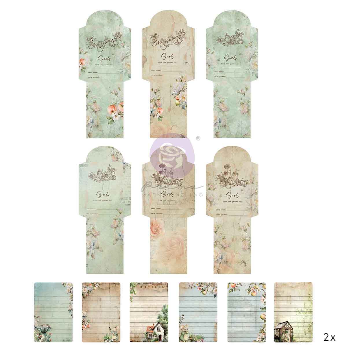 Homegrown Collection Stationery Pack | 12 Envelopes/12 Labels | 3 Girls Tale | Prima Marketing, Inc.