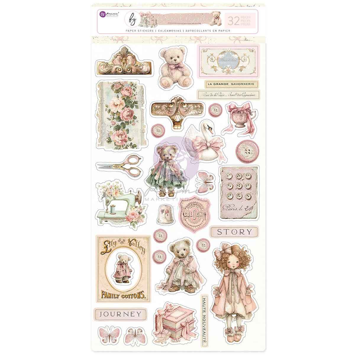 Buttons & Keepsakes Collection Sticker Sheet | 32 pcs | Frank Garcia | Prima Marketing Inc