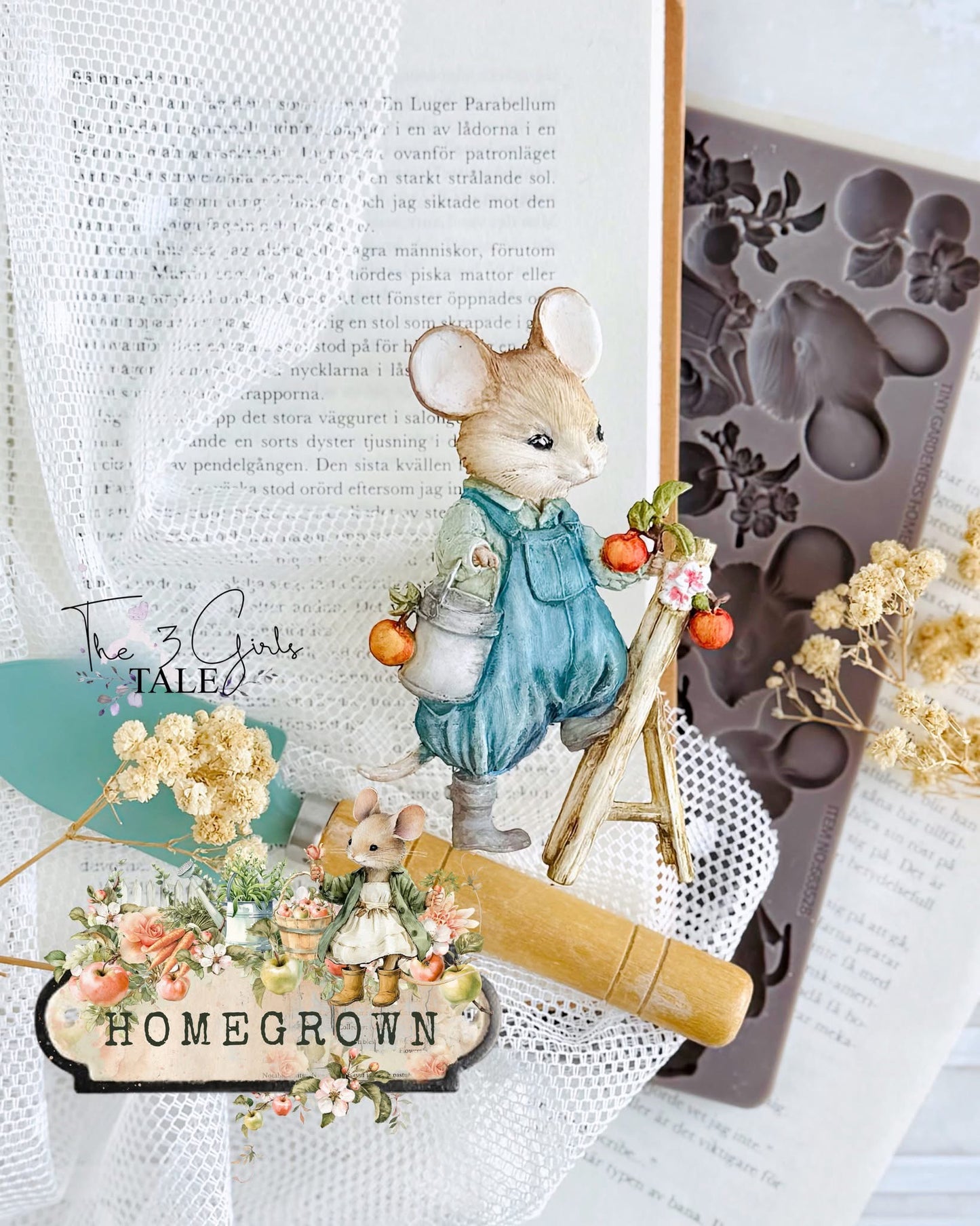 Homegrown Decor Collection Mould® - Tiny Gardeners | 5x8” | Three Girls Tale | Prima Marketing Inc
