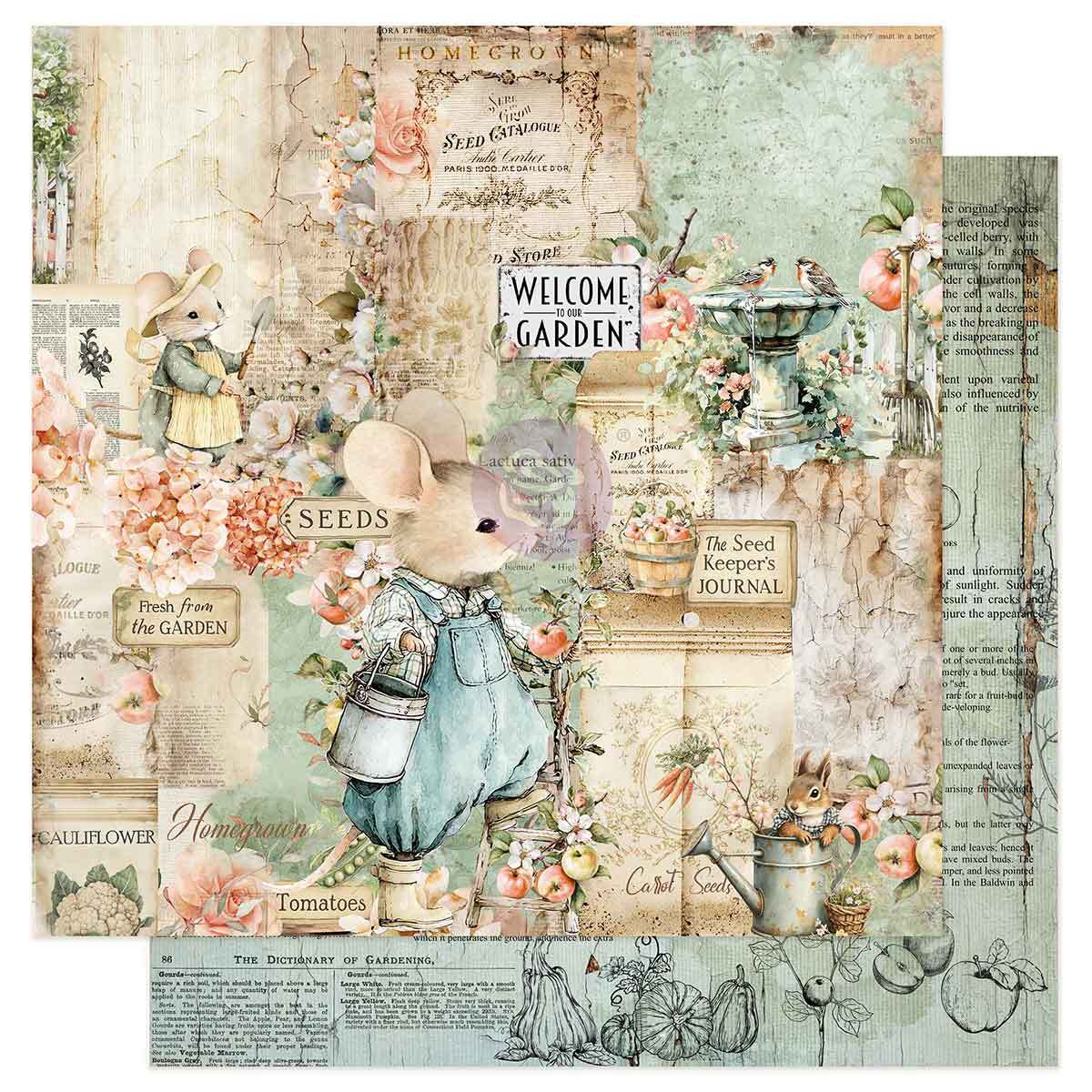 Homegrown Collection Scrapbook Paper - Welcome To Our Garden | 1 sheet, 12”x12” | Prima Marketing Inc