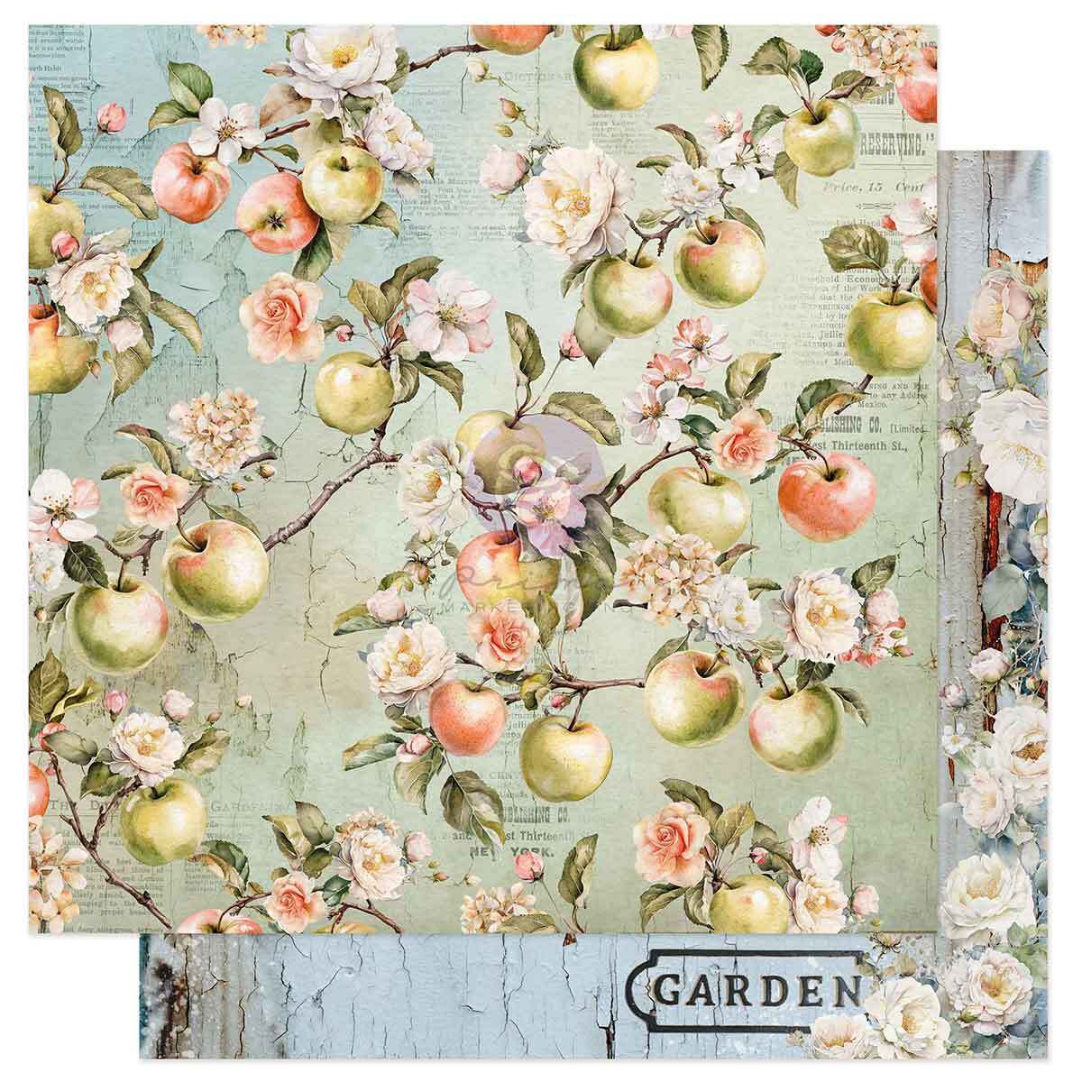 Homegrown Collection Scrapbook Paper - Apple Orchard | 1 sheet, 12”x12” | Prima Marketing Inc