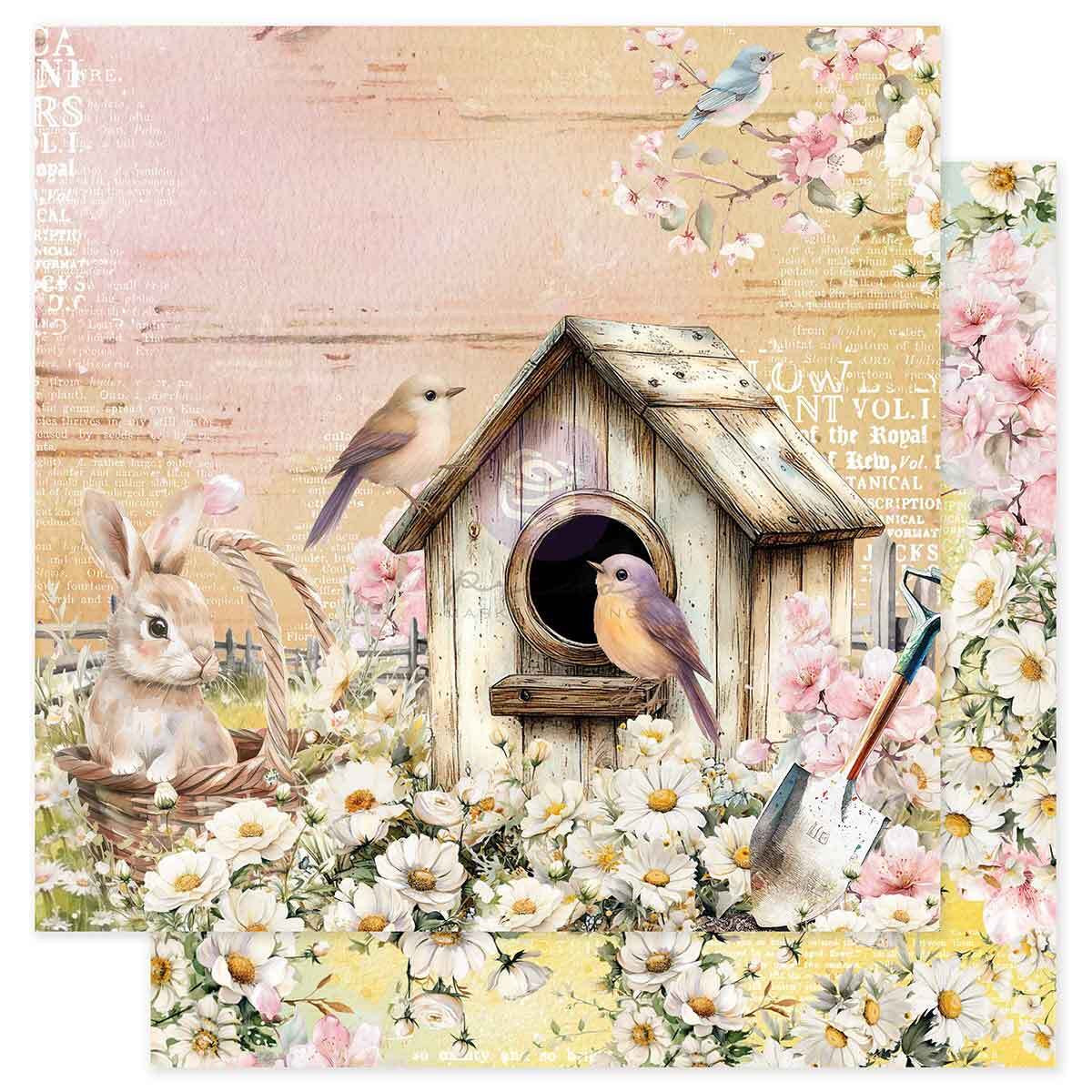 Among the Wildflowers Collection Scrapbook Paper - Garden Gathering | 1 sheet, 12x12 | Three Girls Tale | Prima Marketing Inc