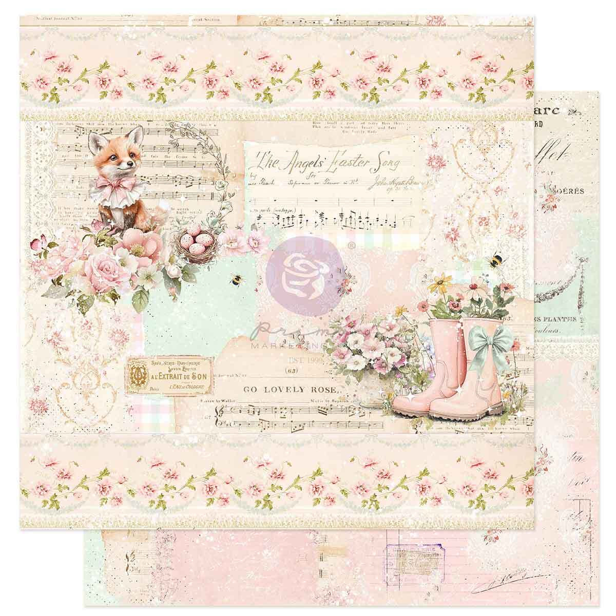 Sweet Spring Collection Scrapbook Paper - Spring Melody | 1 sheet, 12 x 12 | Frank Garcia | Prima Marketing Inc