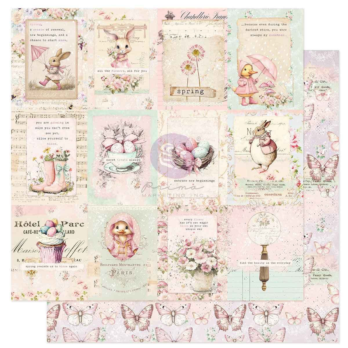 Sweet Spring Collection Scrapbook Paper - New Beginnings | 1 sheet, 12 x 12 | Frank Garcia | Prima Marketing Inc