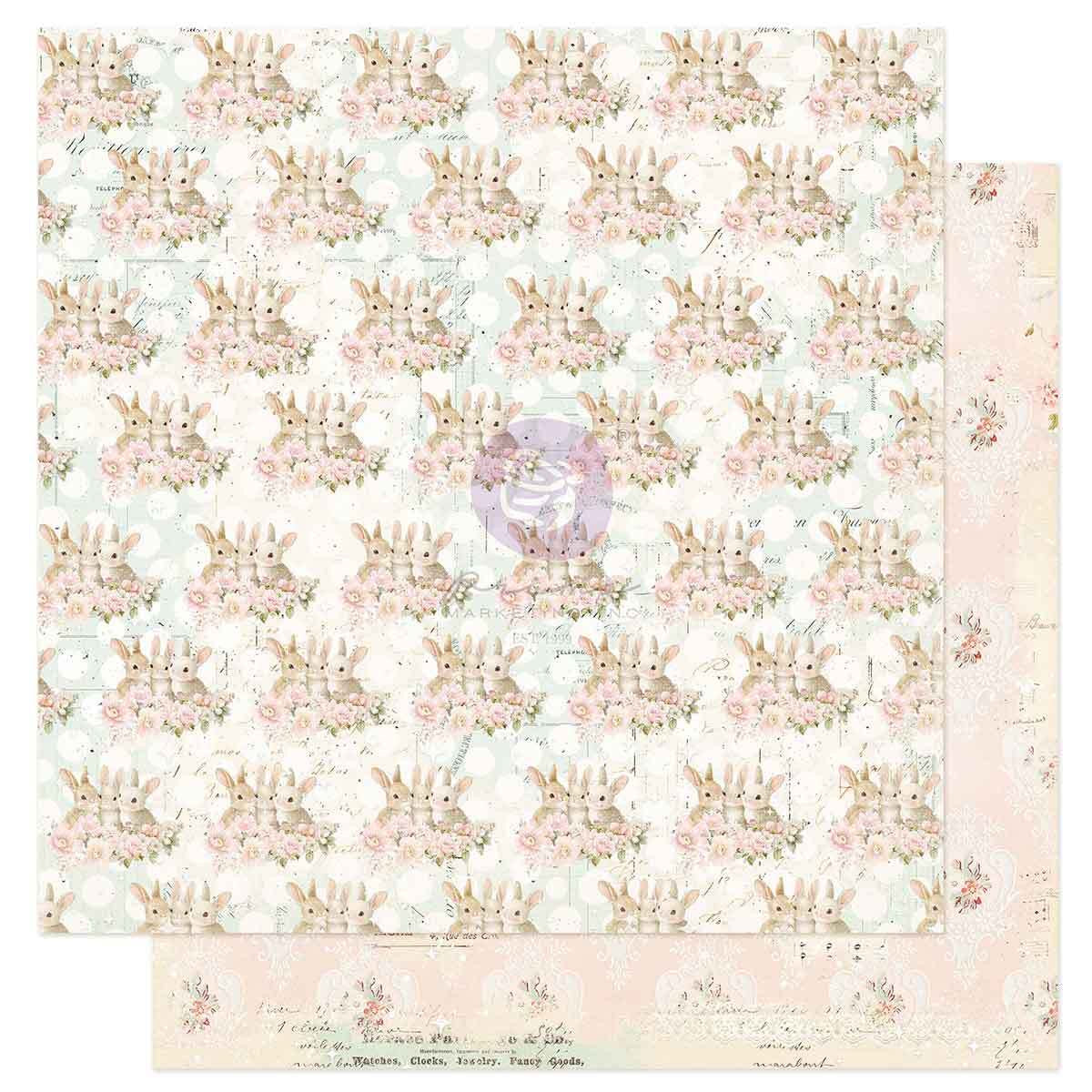 Sweet Spring Collection Scrapbook Paper - Bunny Hugs | 1 sheet, 12 x 12 | Frank Garcia | Prima Marketing Inc