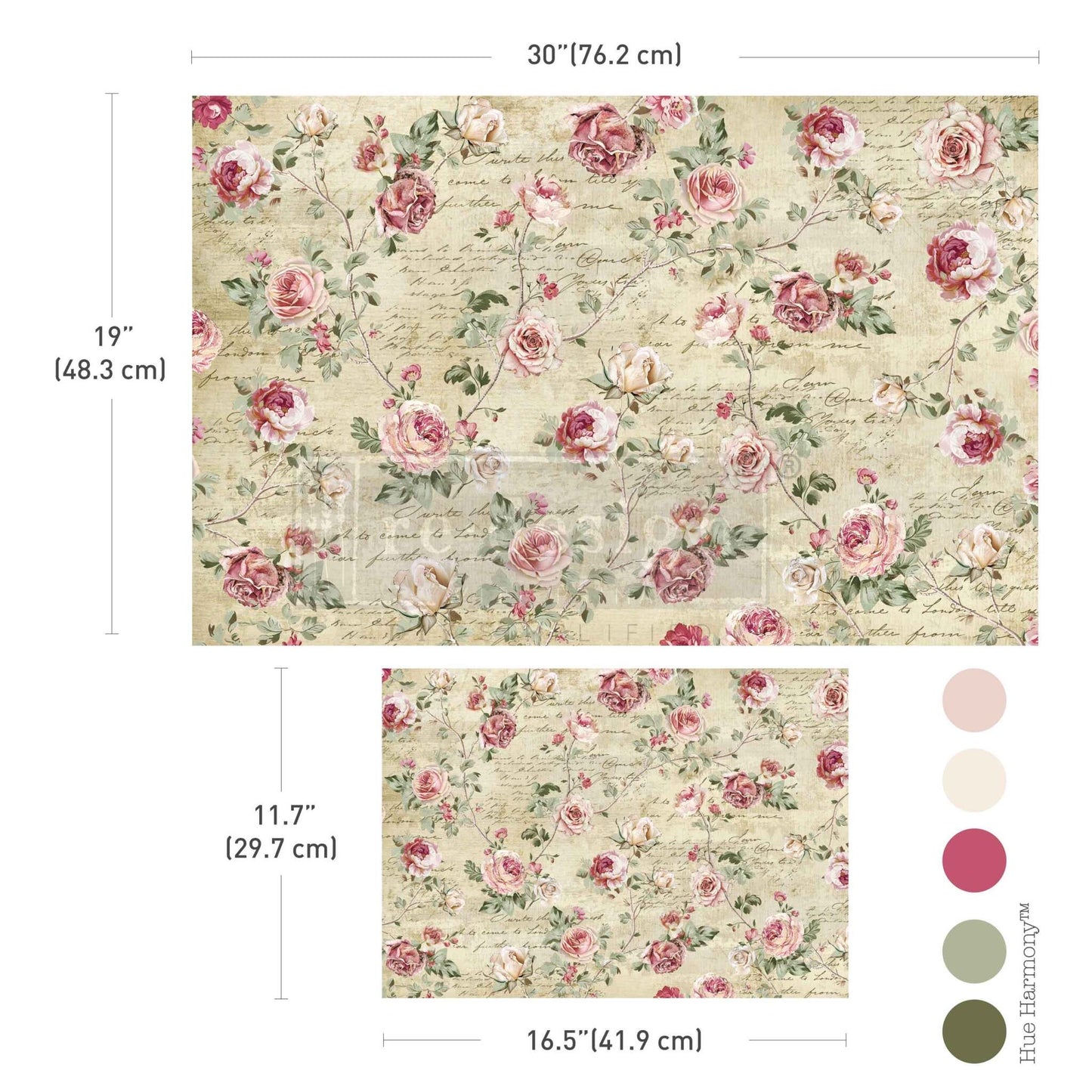 Double Delight Decoupage Fiber Paper Set - Timeless Charm | 2 sizes | Redesign with Prima