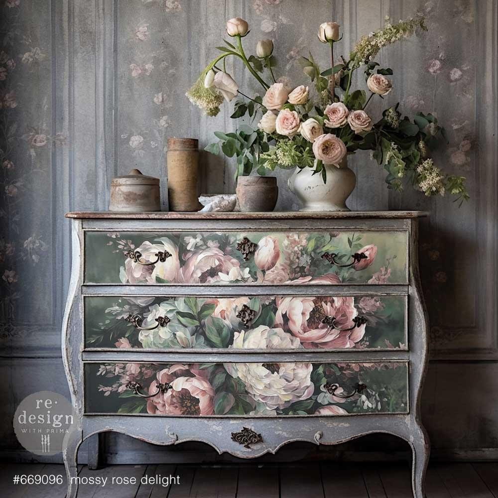 A1 Decoupage Fiber - Mossy Rose Delight | 1 pc, 23.4” x 33.1” | Redesign with Prima