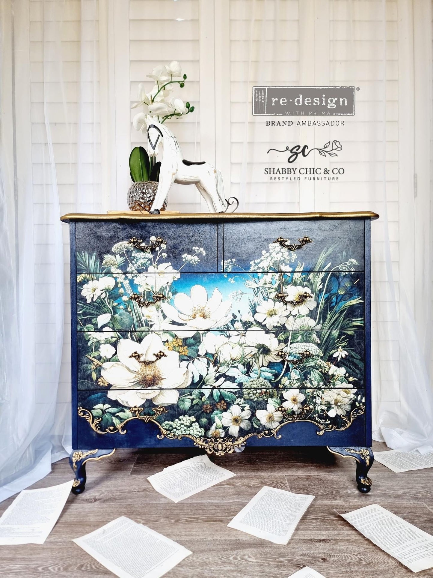 A1 Decoupage Fiber - Contrast of Night and Petal | 1 sheet, 23.4”x33.1”| Redesign with Prima