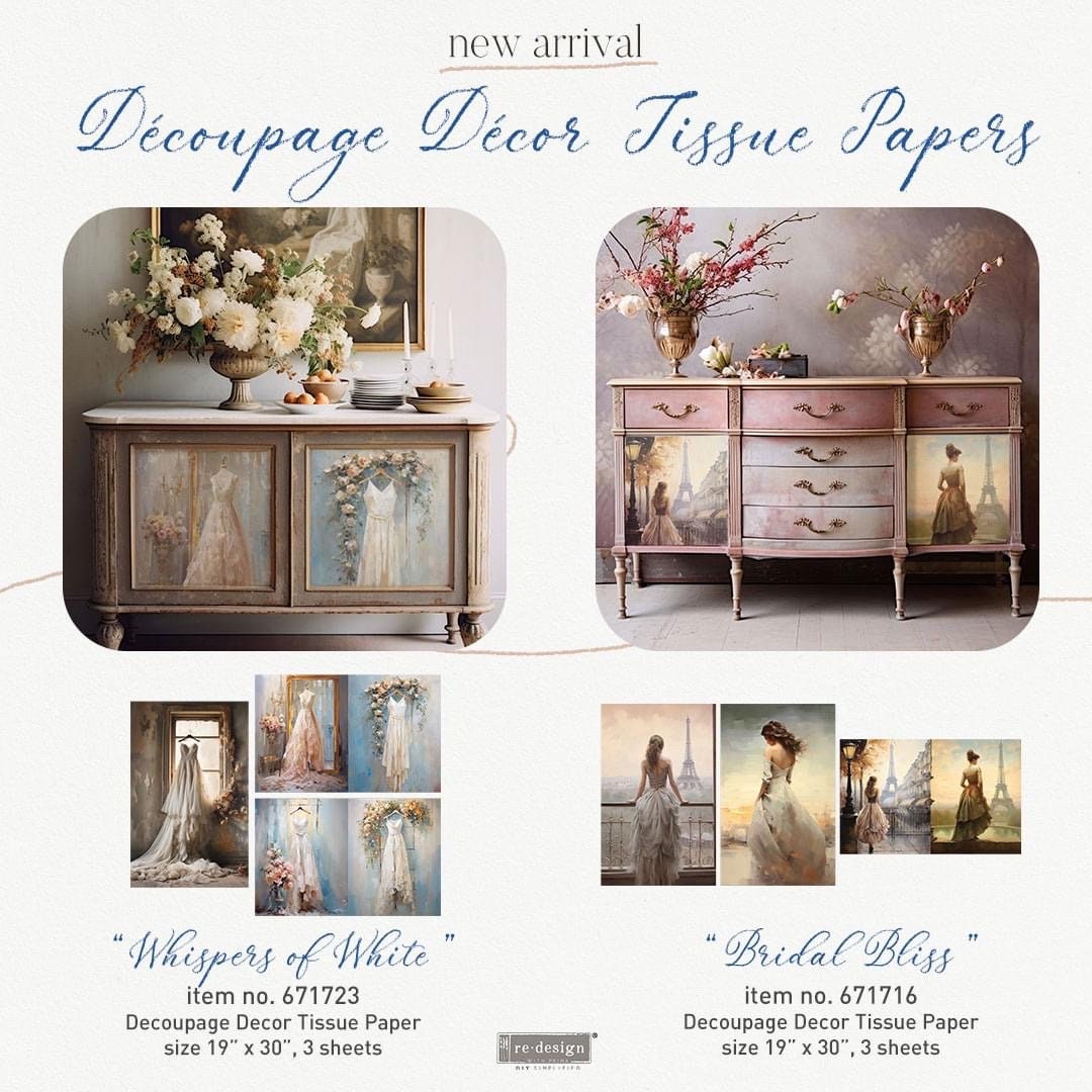 Decoupage Tissue Paper Pack - Whispers of White | 19.5”x 30” | Redesign with Prima