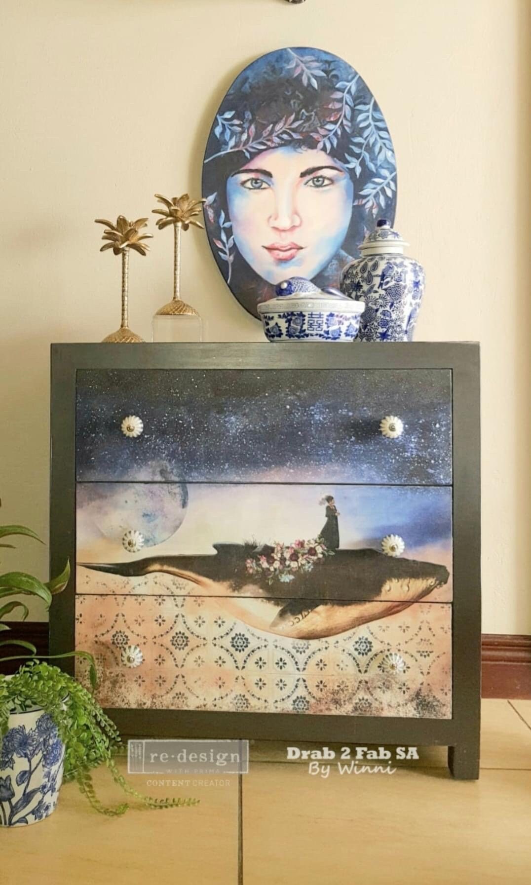 A1 Decoupage Fiber - Whale in Cosmos | 23.4”x33.1” | Redesign with Prima