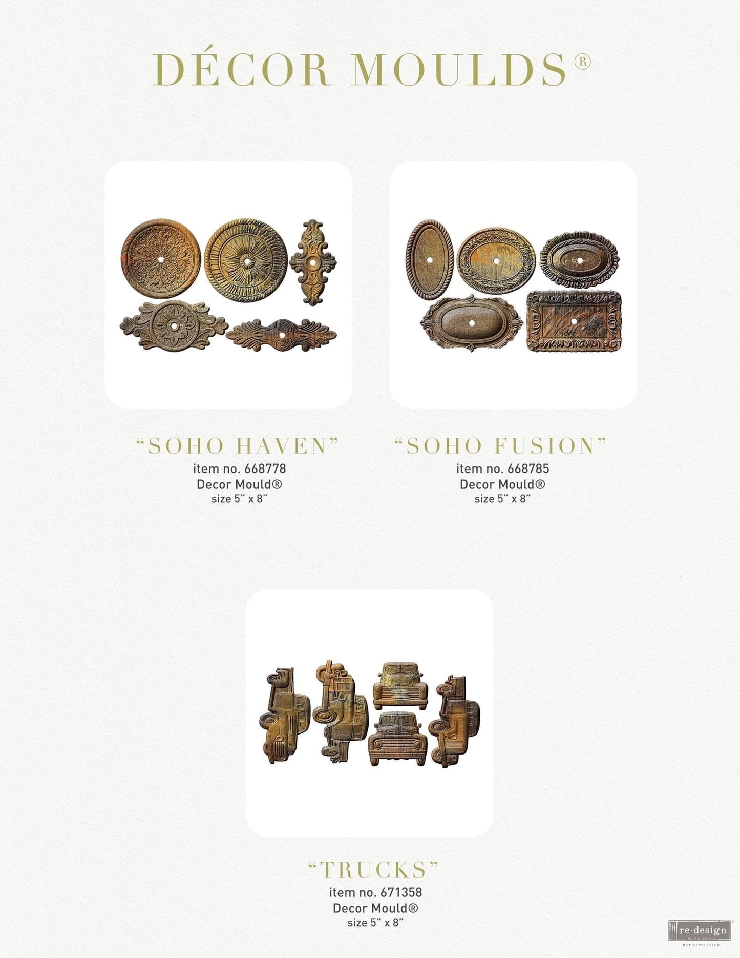 Decor Mould® - SoHo Fusion | Backing Plates | 5”x8”x8mm | Redesign with Prima