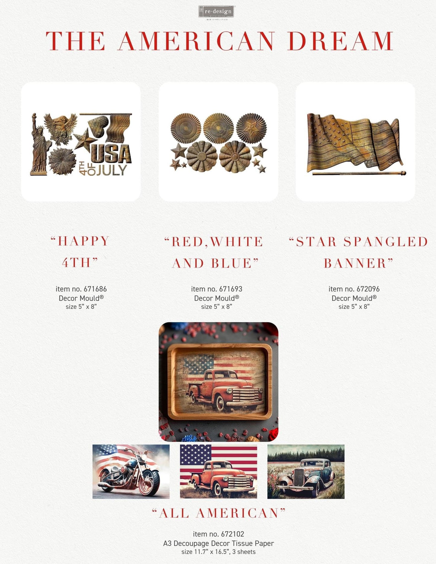 Decor Mould® - Star Spangled Banner | 1pc, 5”x8” | American Flag | Redesign with Prima