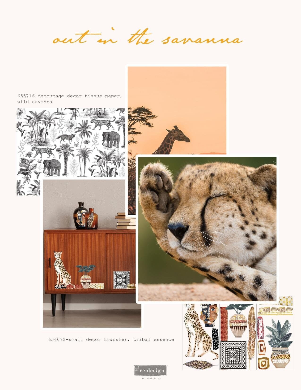 Decoupage Tissue Paper - Wild Savanna | 19.5”x30” | Redesign with Prima
