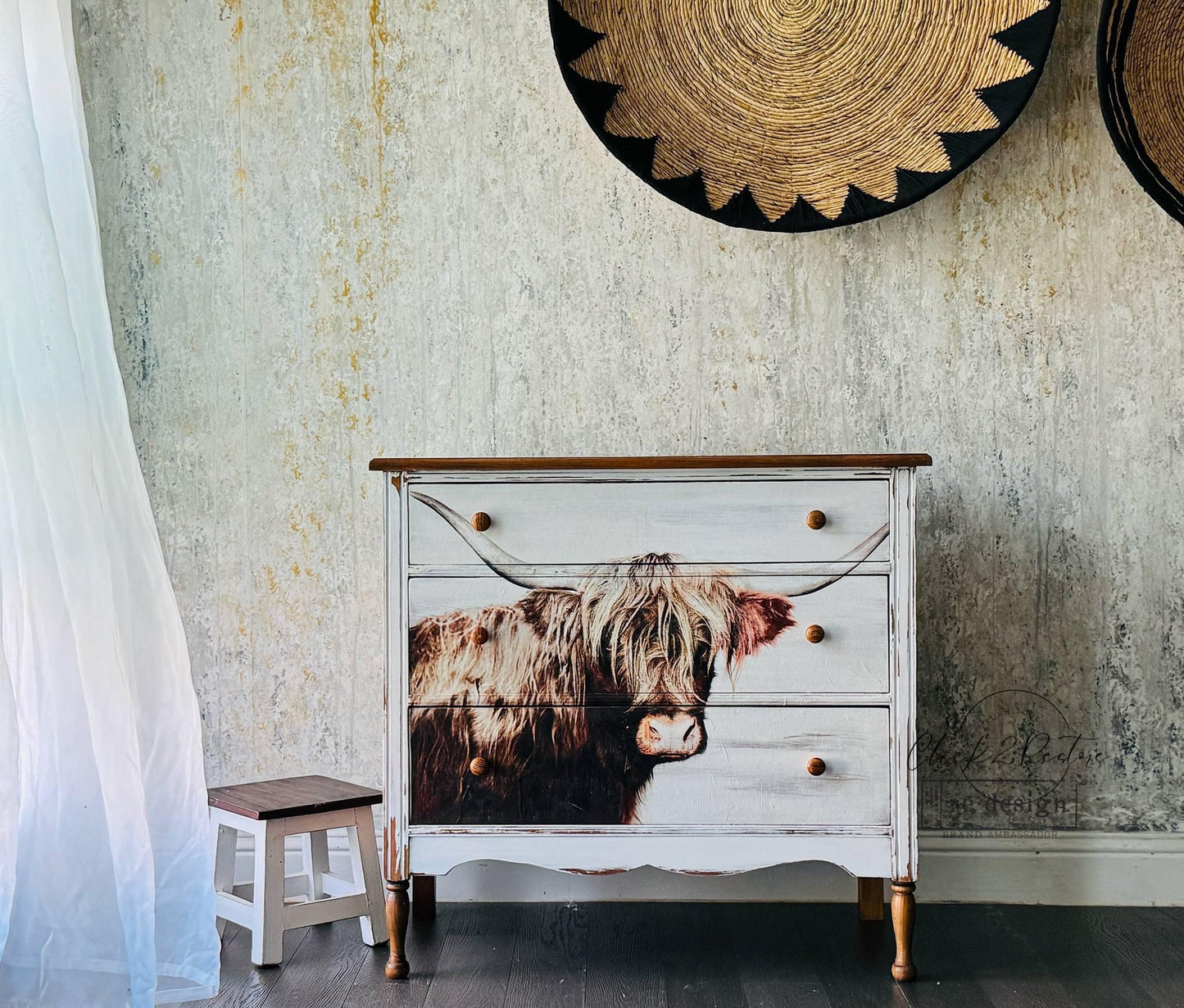 A1 Decoupage Fiber - Majestic Moo | 1 pc, 23.4”x33.1” | Highland Cow | Redesign with Prima