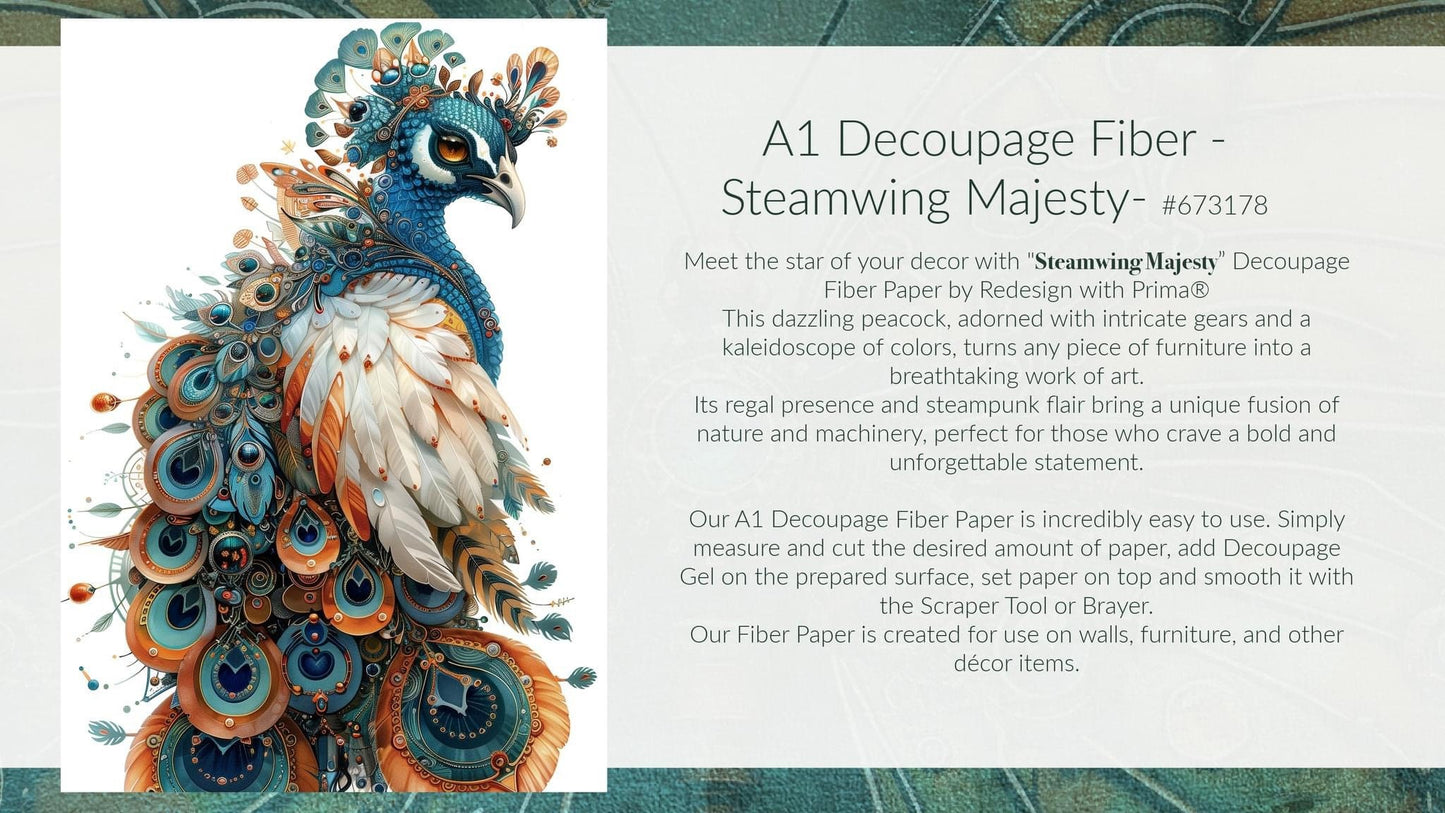 A1 Decoupage Fiber - Steamwing Majesty | 23.4 x 33.1” | Redesign with Prima