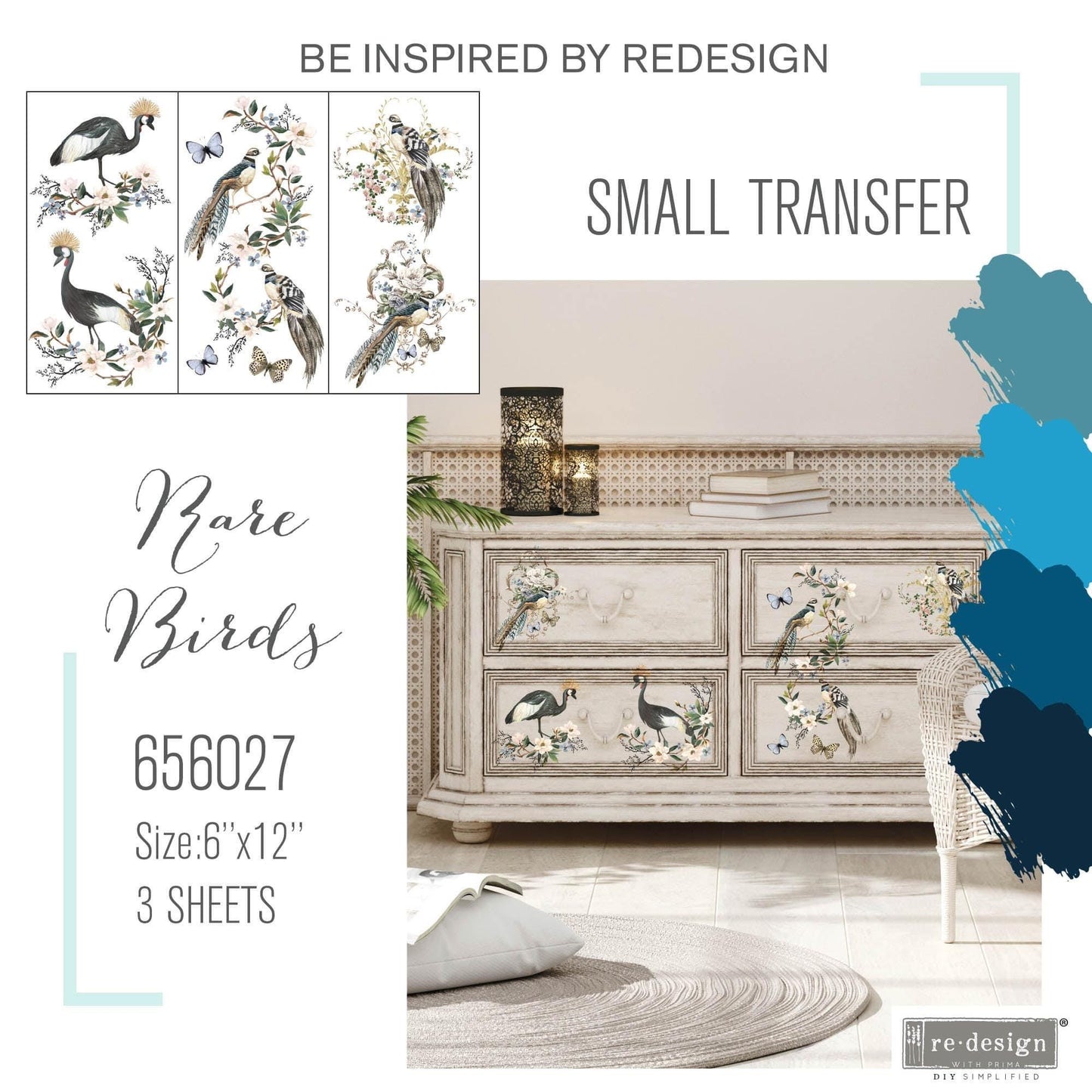 Mini Decor Transfers® - Rare Birds | 6"x12"-3 sheets | Redesign with Prima