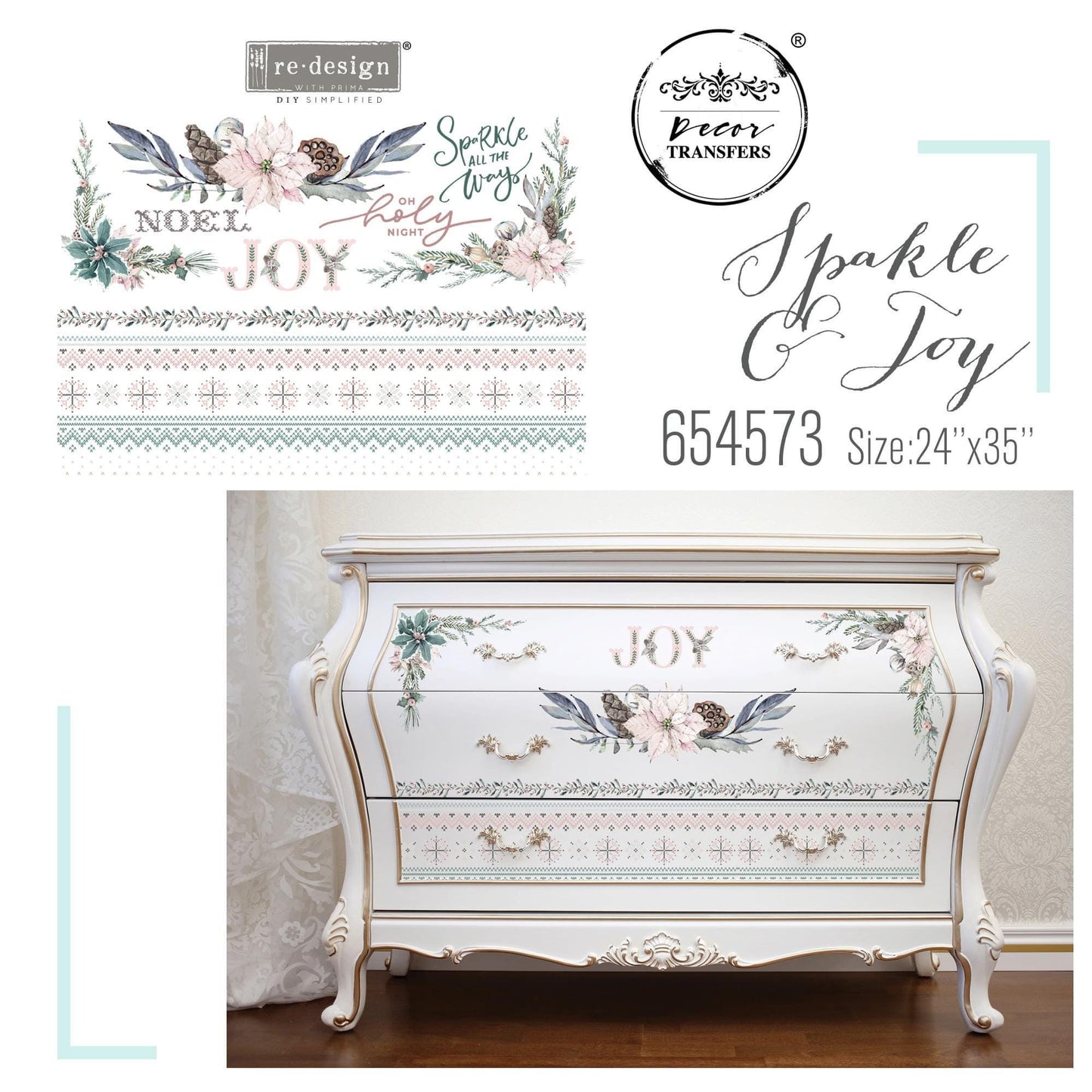 Large Decor Transfers® - Sparkle and Joy | Reduced price | 24”x35” | Redesign with Prima