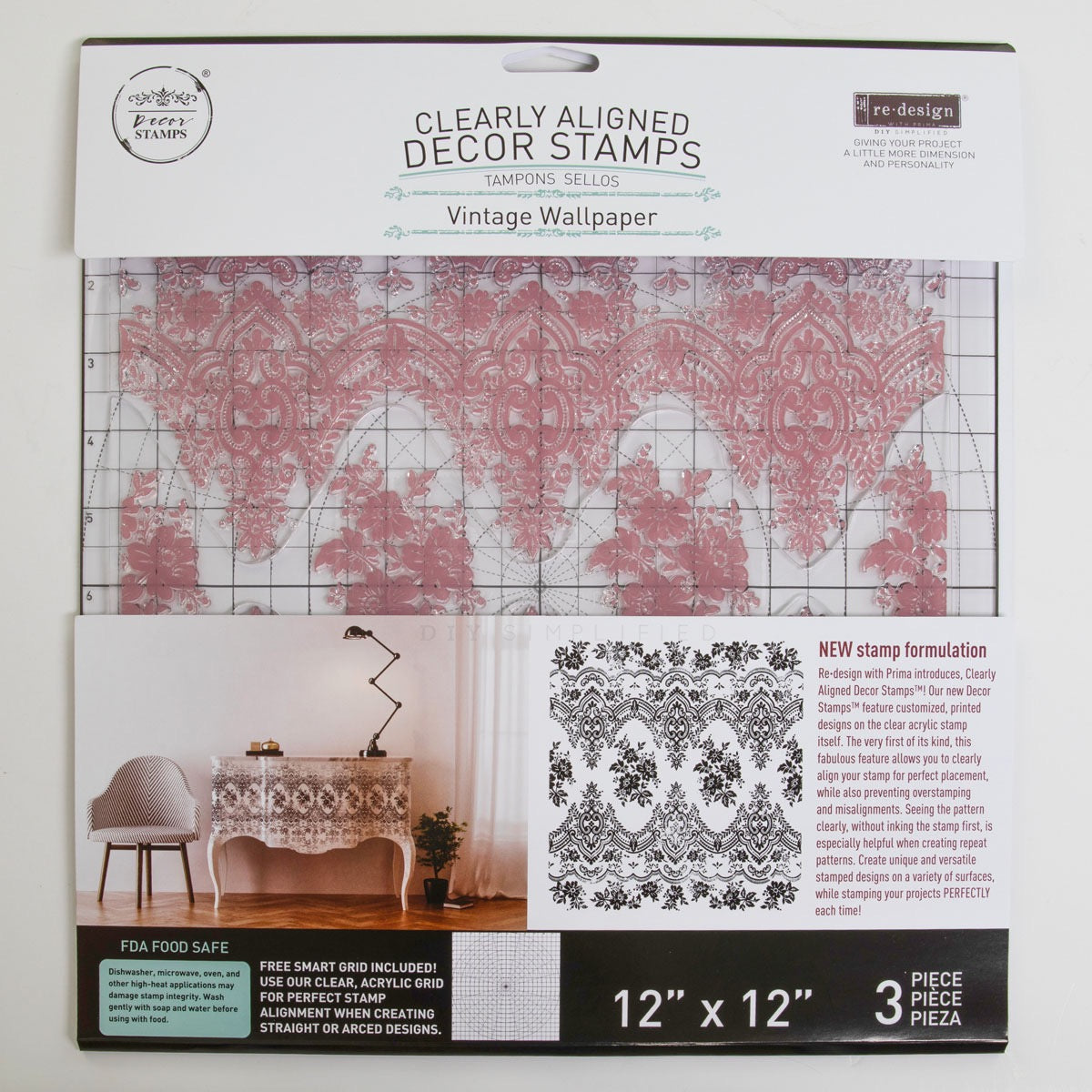 Decor Stamp - Vintage Wallpaper | 1 pc, 12”x12” | Reduced Price | Redesign with Prima