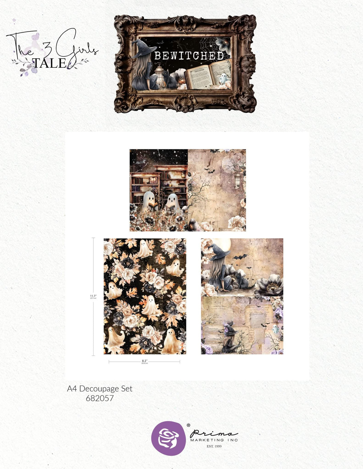 Bewitched Collection A4 Decoupage | Three Girls Tale | Prima Marketing, Inc.