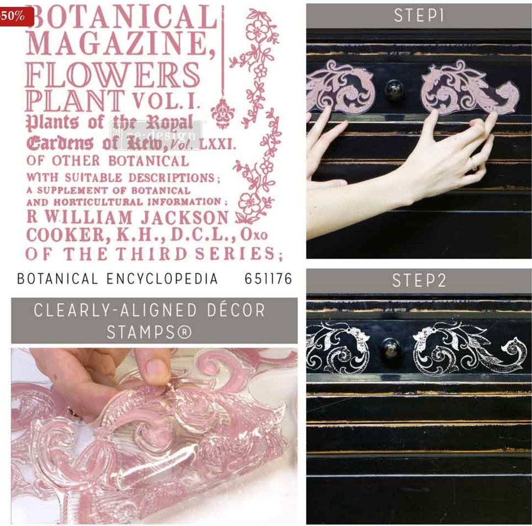 Decor Stamp - Botanical Encyclopedia | 1 pc, 12”x12” | Reduced Price | Redesign with Prima