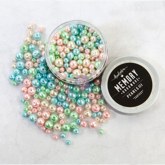 Prima Marketing Memory Hardware Pearls 3 by Frank Garcia – Glass Pearl Embellishments, 7.5oz