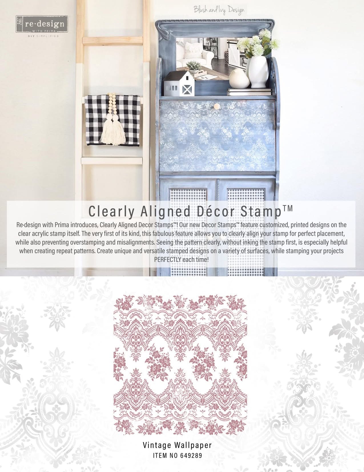 Decor Stamp - Vintage Wallpaper | 1 pc, 12”x12” | Reduced Price | Redesign with Prima