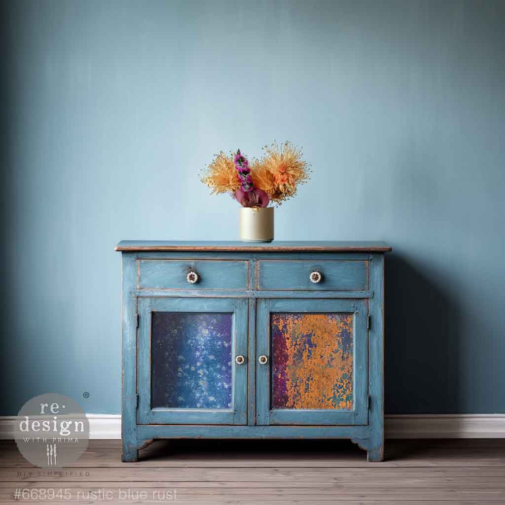 A1 Decoupage Fiber - Rustic Blue Rust | 1 sheet, 23.4”x33.1” | Redesign with Prima