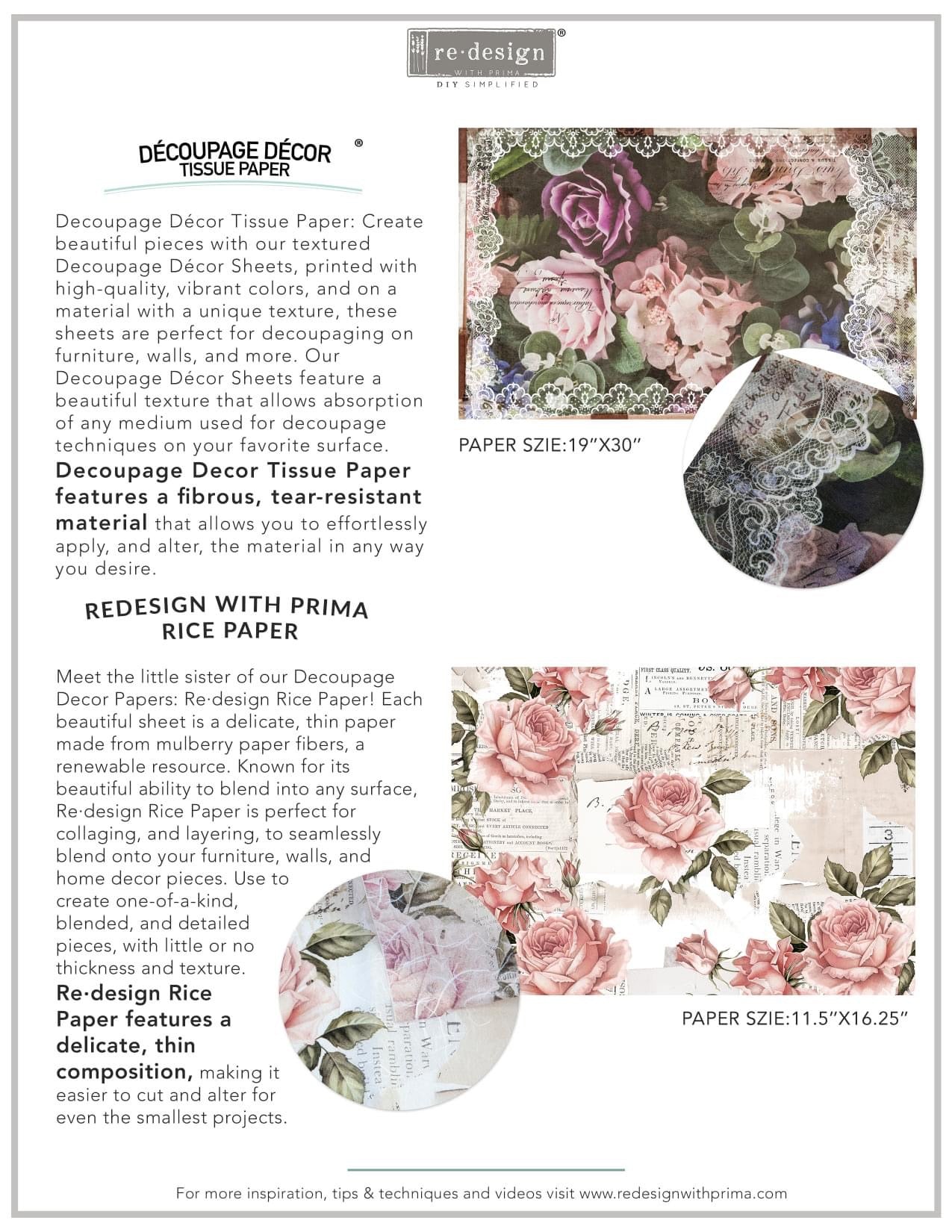 A3 Decoupage Rice Paper - Moonlight Garden | 1 sheet, 11.5"x16.25" | Redesign with Prima