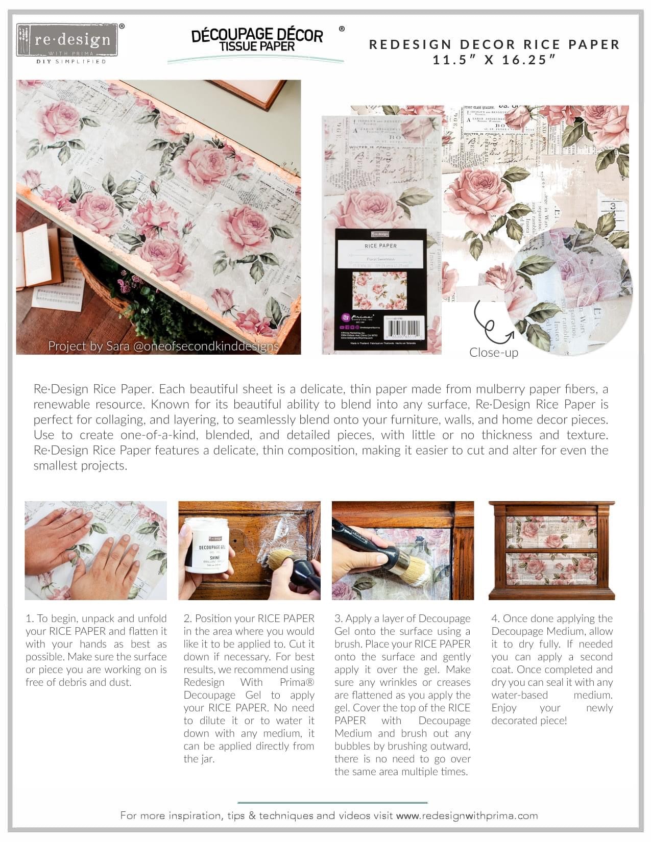 A3 Decoupage Rice Paper - Moonlight Garden | 1 sheet, 11.5"x16.25" | Redesign with Prima