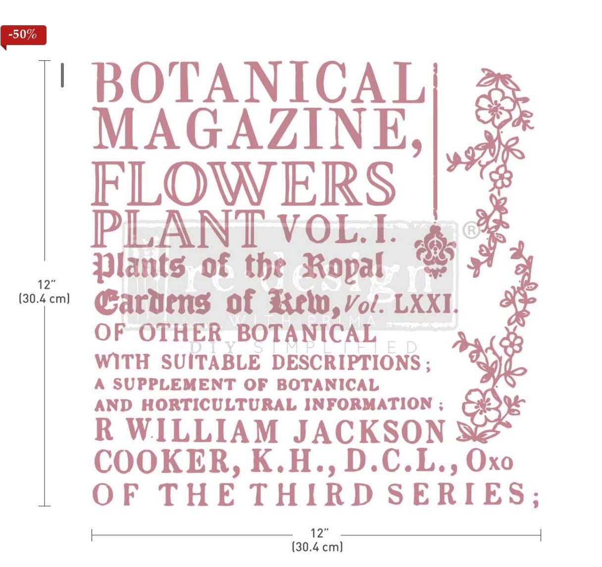 Decor Stamp - Botanical Encyclopedia | 1 pc, 12”x12” | Reduced Price | Redesign with Prima