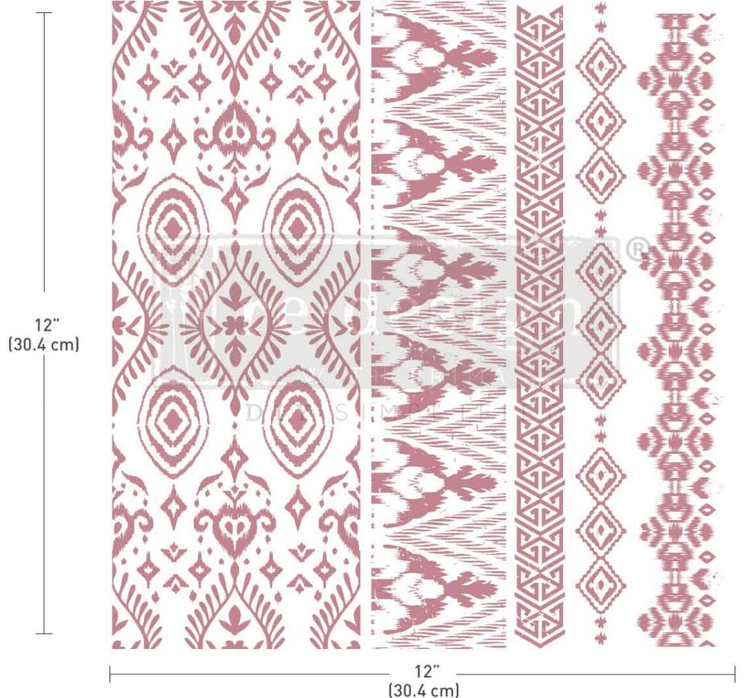 Decor Stamp - Elemental Borders | 1 pc, 12”x12” | Reduced Price | Redesign with Prima