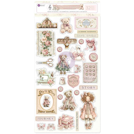 Buttons & Keepsakes Collection Sticker Sheet | 32 pcs | Frank Garcia | Prima Marketing Inc