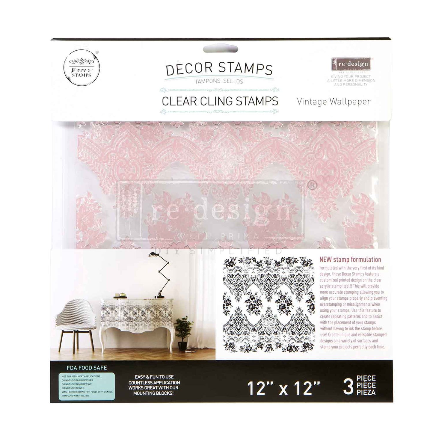 Decor Stamp - Vintage Wallpaper | 1 pc, 12”x12” | Reduced Price | Redesign with Prima