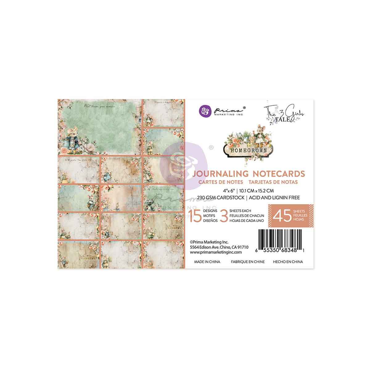 Homegrown Collection - 4x6 Journaling Cards | Three Girls Tale | Prima Marketing Inc