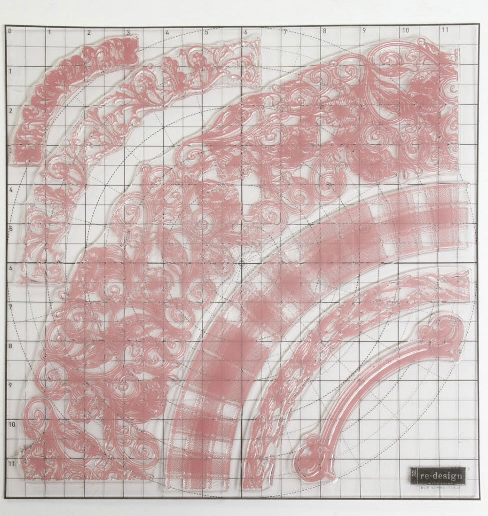 Decor Stamp - Curved Accents | 1 pc, 12”x12” | Reduced Price | Redesign with Prima