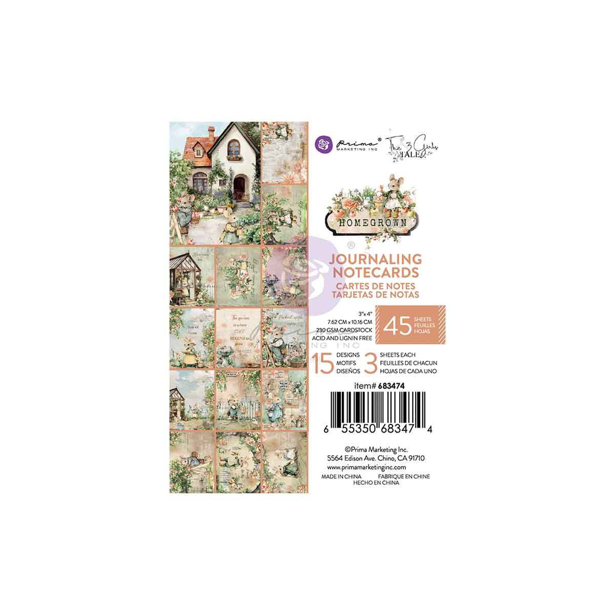 Homegrown Collection - 3” x 4” Journaling Cards | Three Girls Tale | Prima Marketing Inc