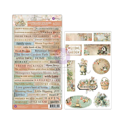 Homegrown Collection - Chipboard Stickers, 60 pcs | Three Girls Tale | Prima Marketing Inc