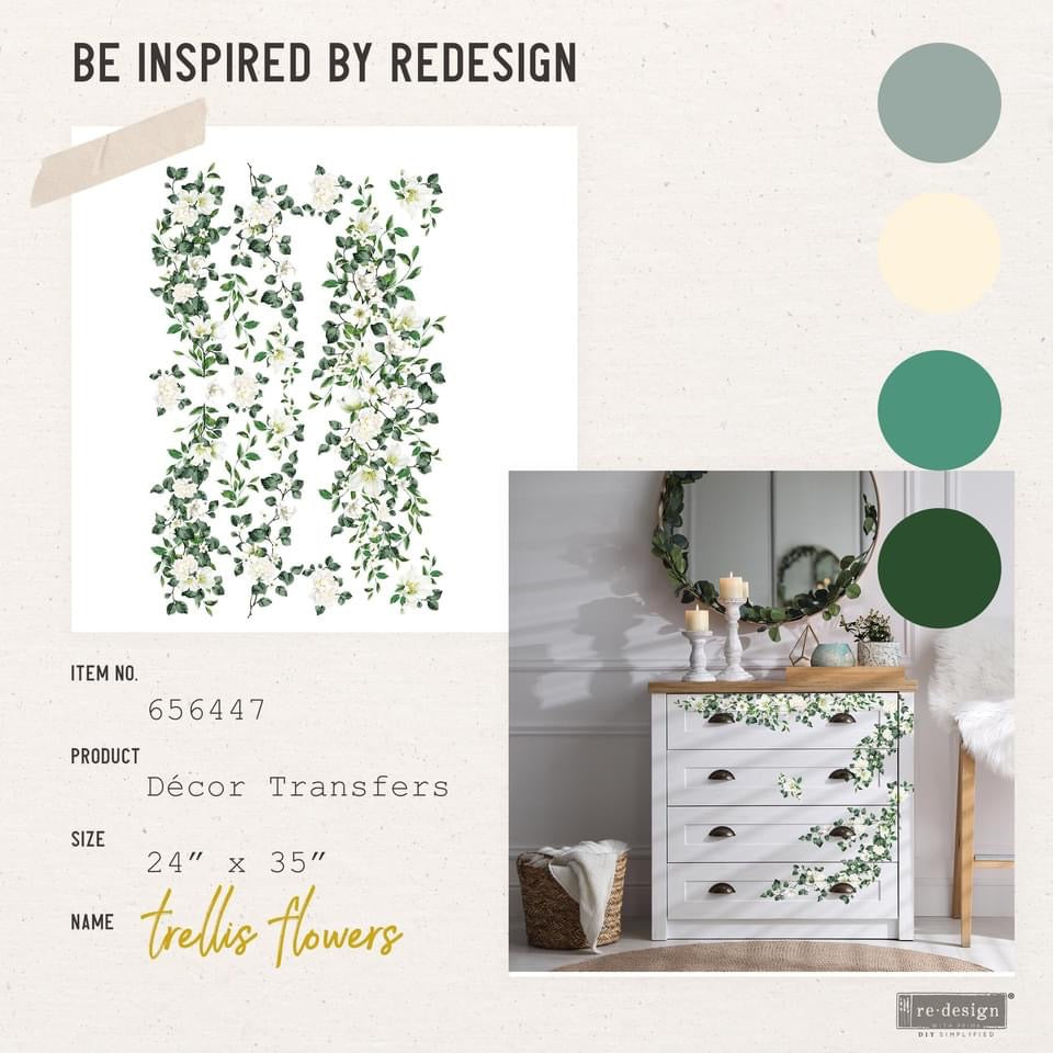 Large Decor Transfers® - Trellis Flower | 24”x35” | Redesign with Prima