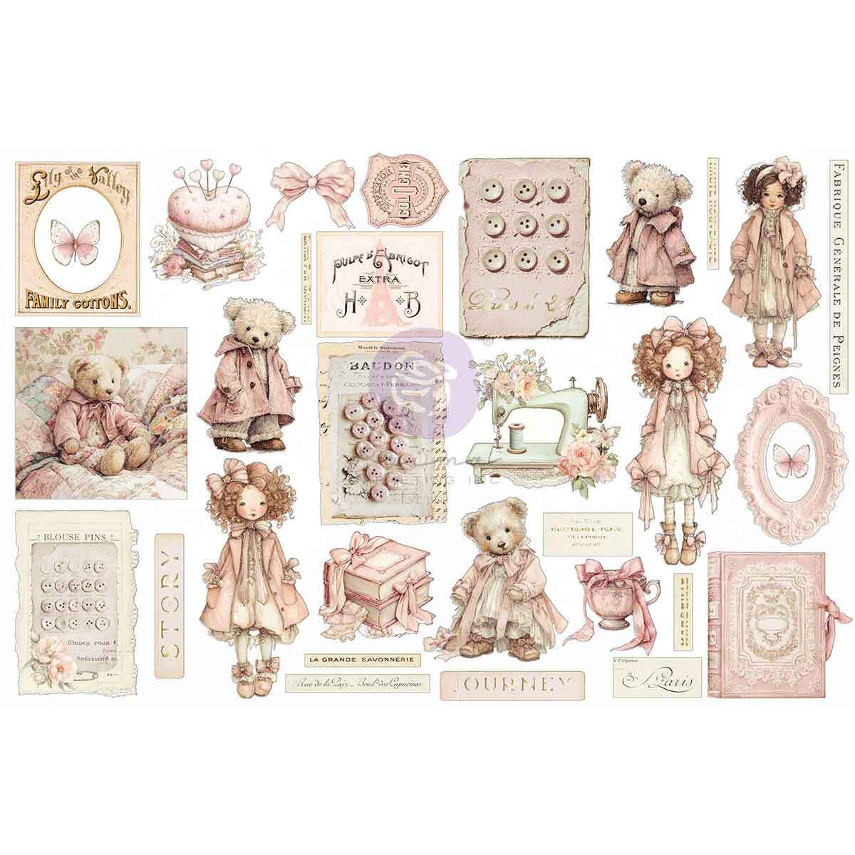 Buttons & Keepsakes Collection Ephemera - Quilted Memories | 64 pcs with foil accents | Frank Garcia | Prima Marketing Inc
