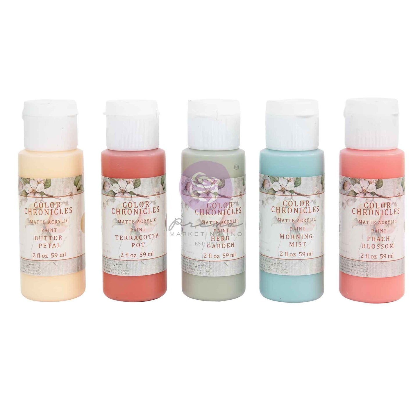 Homegrown Collection - Acrylic Paint Pack, Color Chronicles | 5 colors, 2fl ozs each | Three Girls Tale | Prima Marketing Inc
