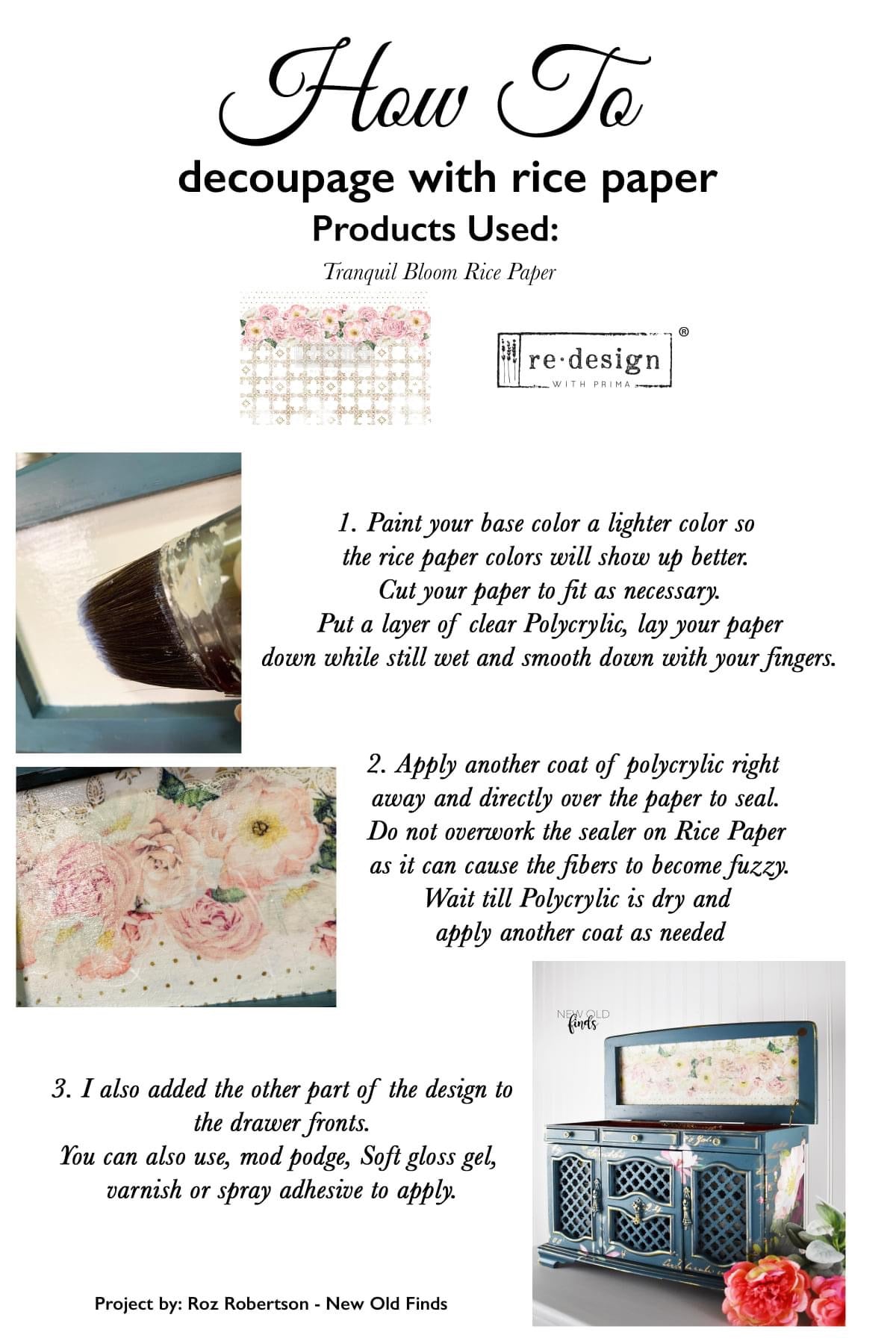 A3 Decoupage Rice Paper - Moonlight Garden | 1 sheet, 11.5"x16.25" | Redesign with Prima