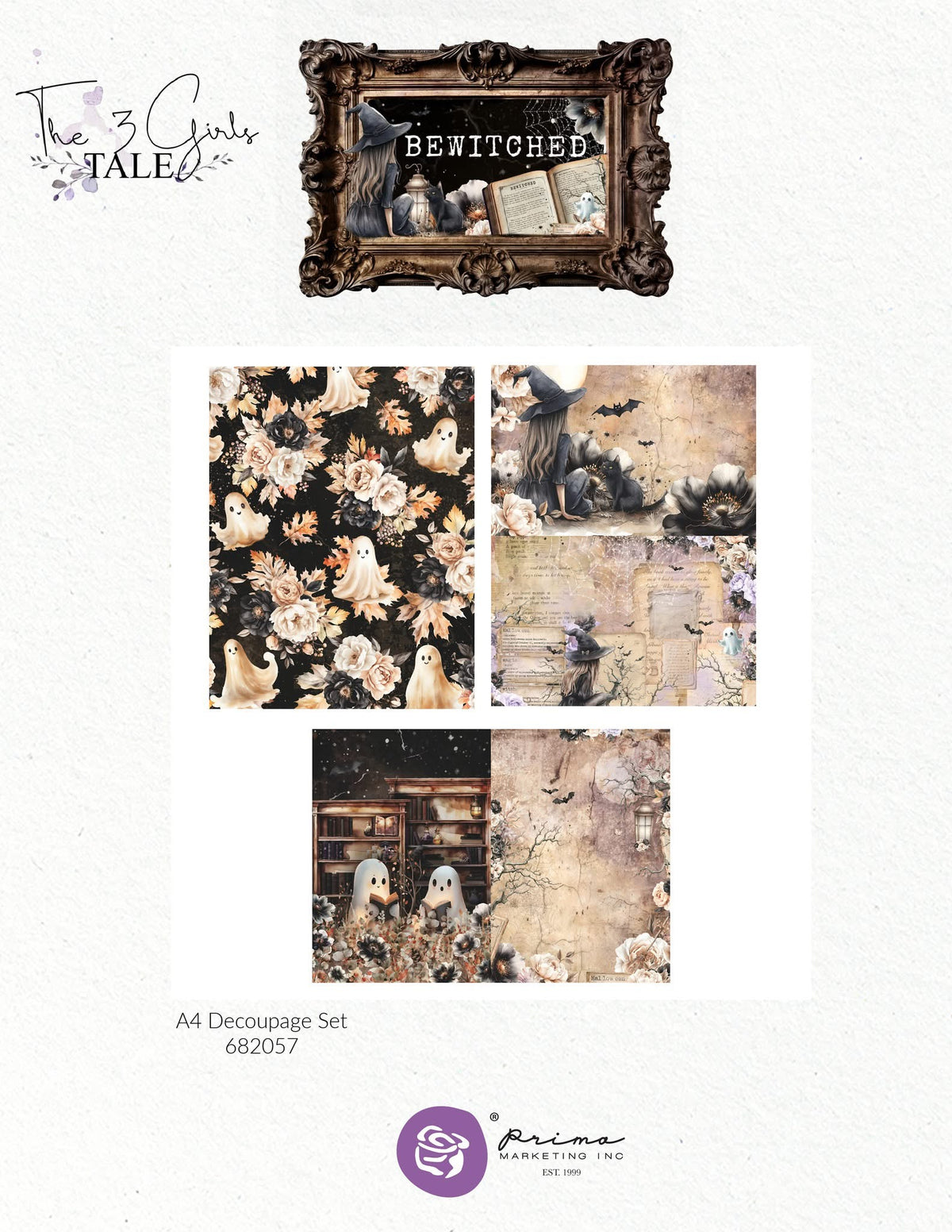 Bewitched Collection A4 Decoupage | Three Girls Tale | Prima Marketing, Inc.