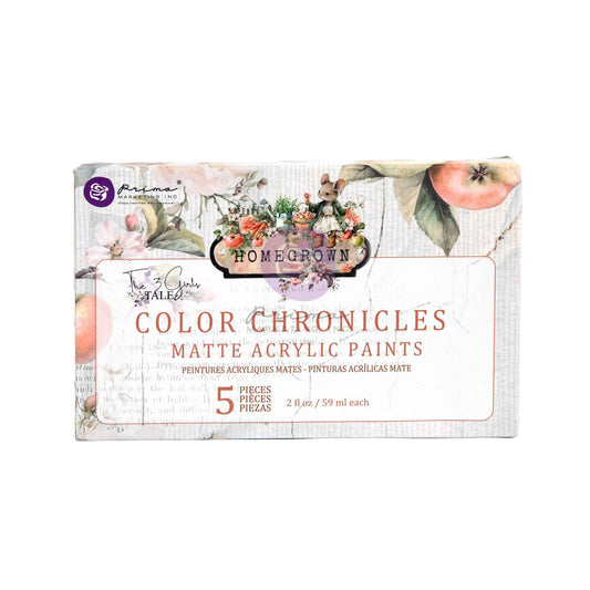 Homegrown Collection - Acrylic Paint Pack, Color Chronicles | 5 colors, 2fl ozs each | Three Girls Tale | Prima Marketing Inc