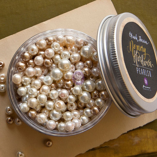 Prima Marketing Memory Hardware Pearls 2 by Frank Garcia – Glass Pearl Embellishments, 7.5oz