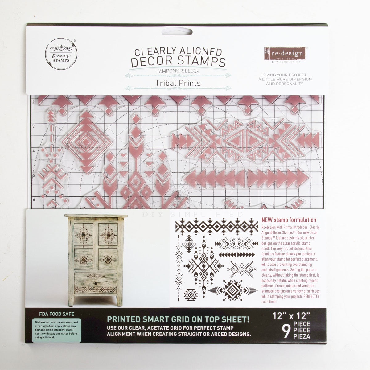 Decor Stamp - Tribal Prints | 1 pc, 12”x12” | Reduced Price | Redesign with Prima