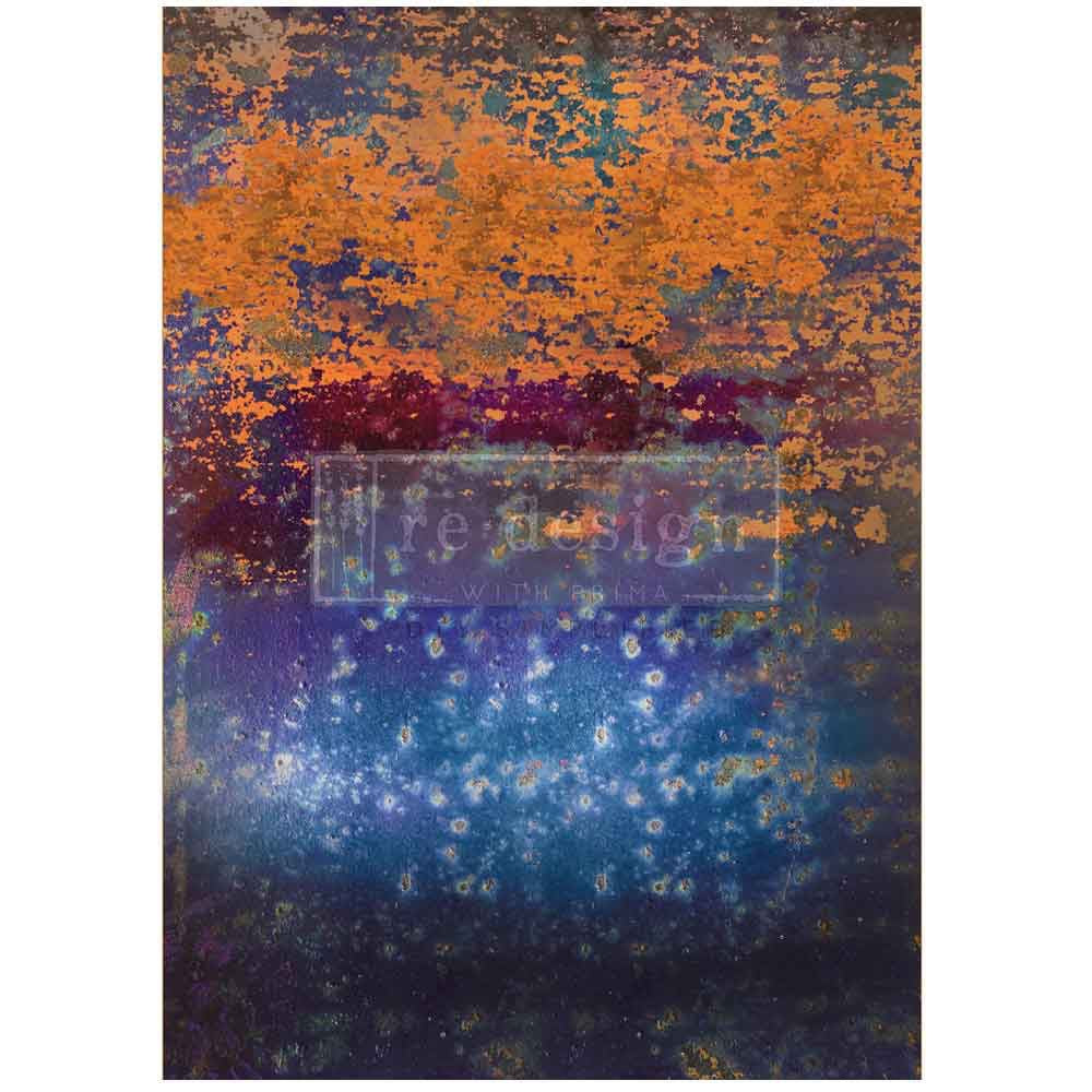 A1 Decoupage Fiber - Rustic Blue Rust | 1 sheet, 23.4”x33.1” | Redesign with Prima