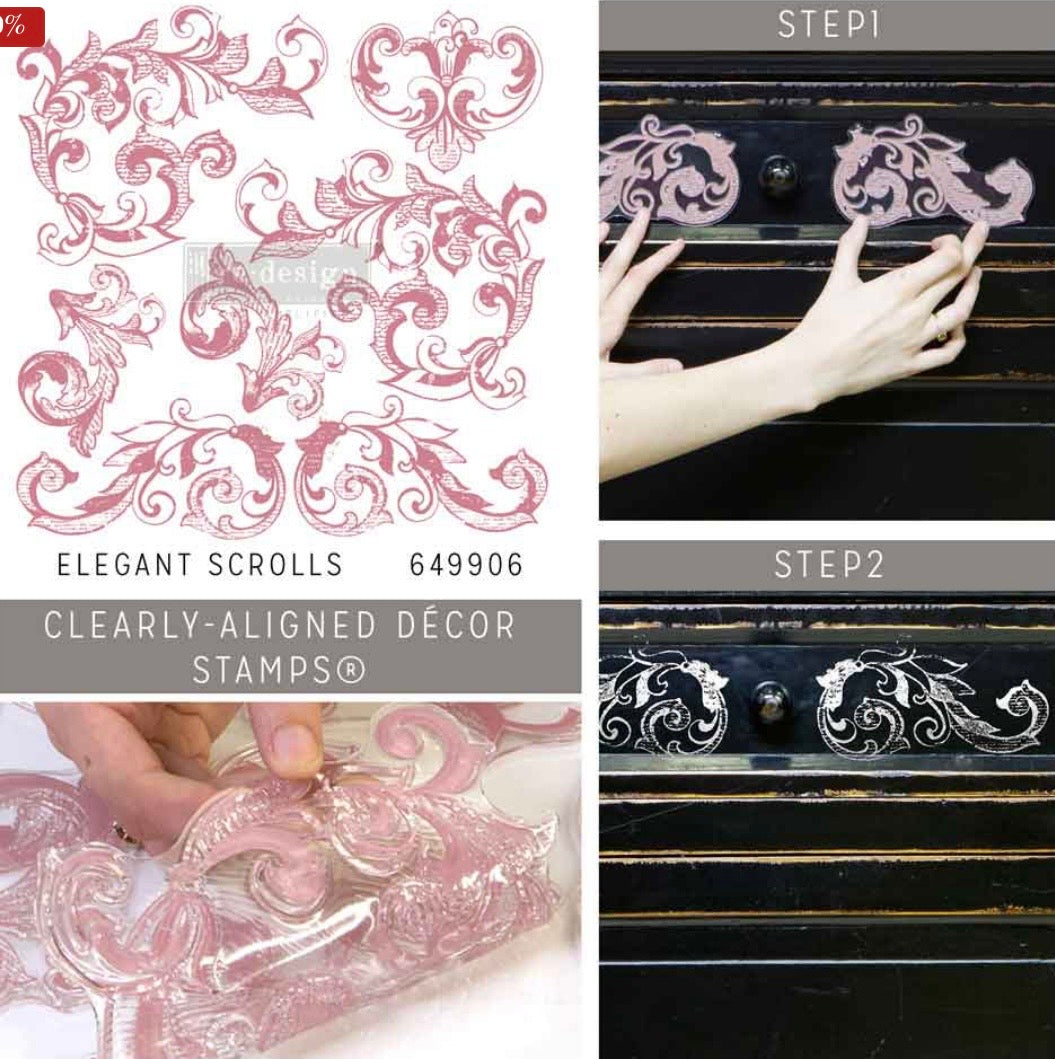Decor Stamp - Elegant Scrolls | 1 pc, 12”x12” | Reduced Price | Redesign with Prima